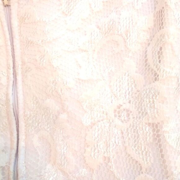 B DARLIN Semi-Formal Midi Dress Navy White Lace Top Size 1/2 - Picture 3 of 6